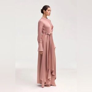 Veiled - Serena Satin Side Tie Maxi Dress Dusty Mauve